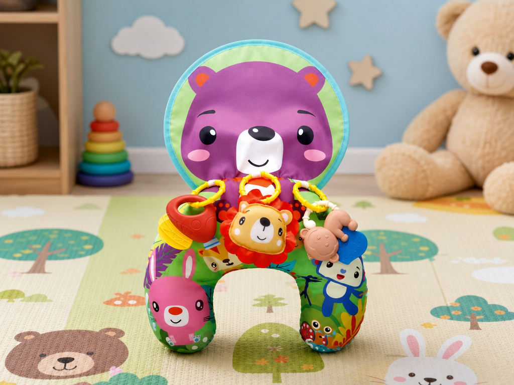 כרית חושית מונטסורי 🐼 ניגודיות גבוהה לזמן בטן (0‑12 חודשים)