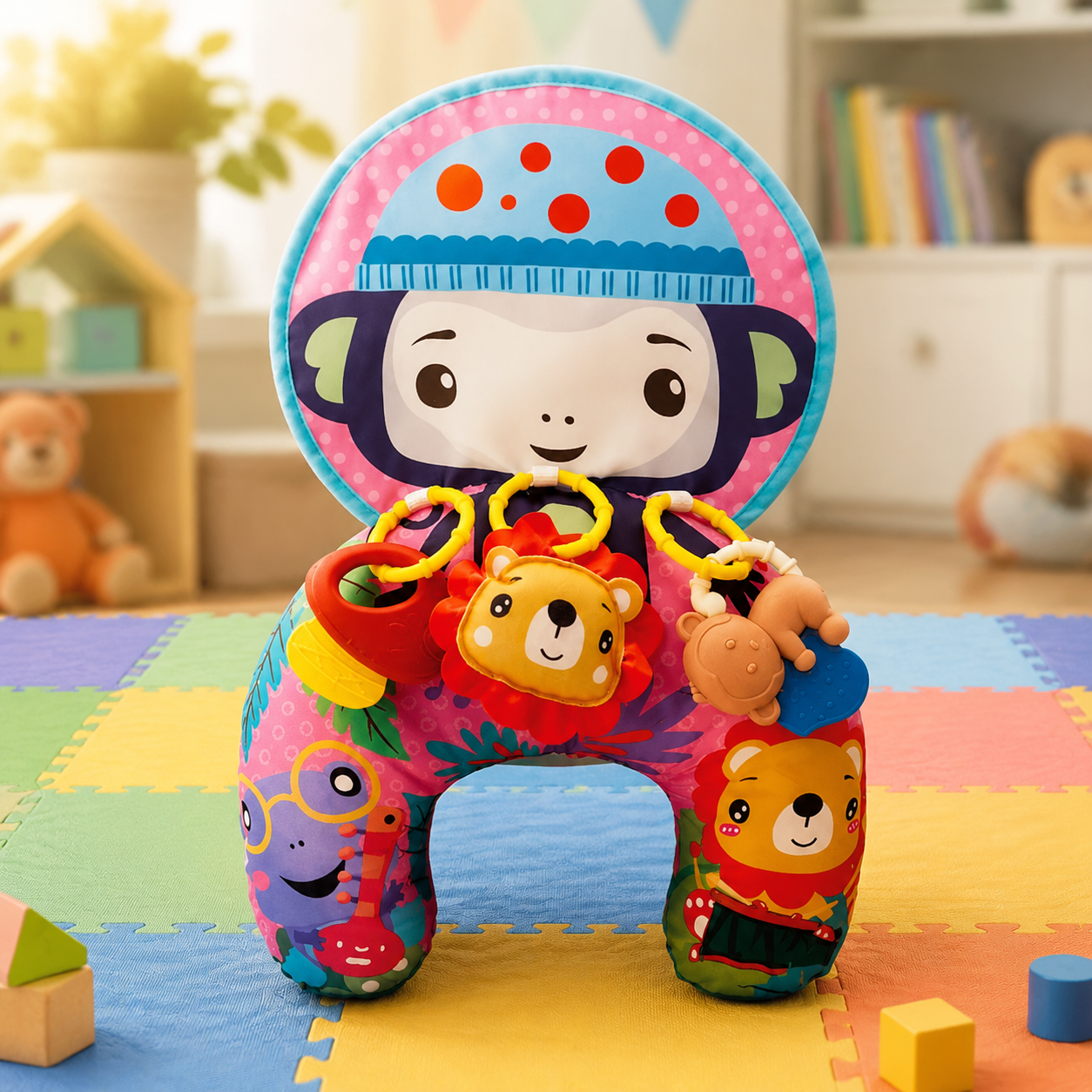 כרית חושית מונטסורי 🐼 ניגודיות גבוהה לזמן בטן (0‑12 חודשים)