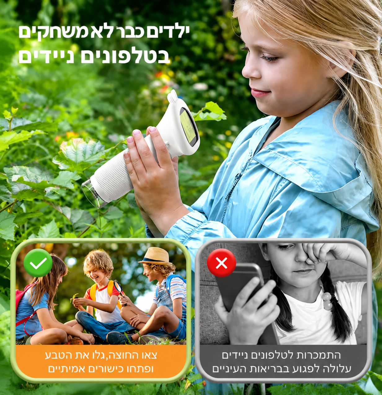 מיקרוסקופ דיגיטלי לילדים 🔬 הגדלה 1000X · מסך 2 אינץ' · 8 נורות LED